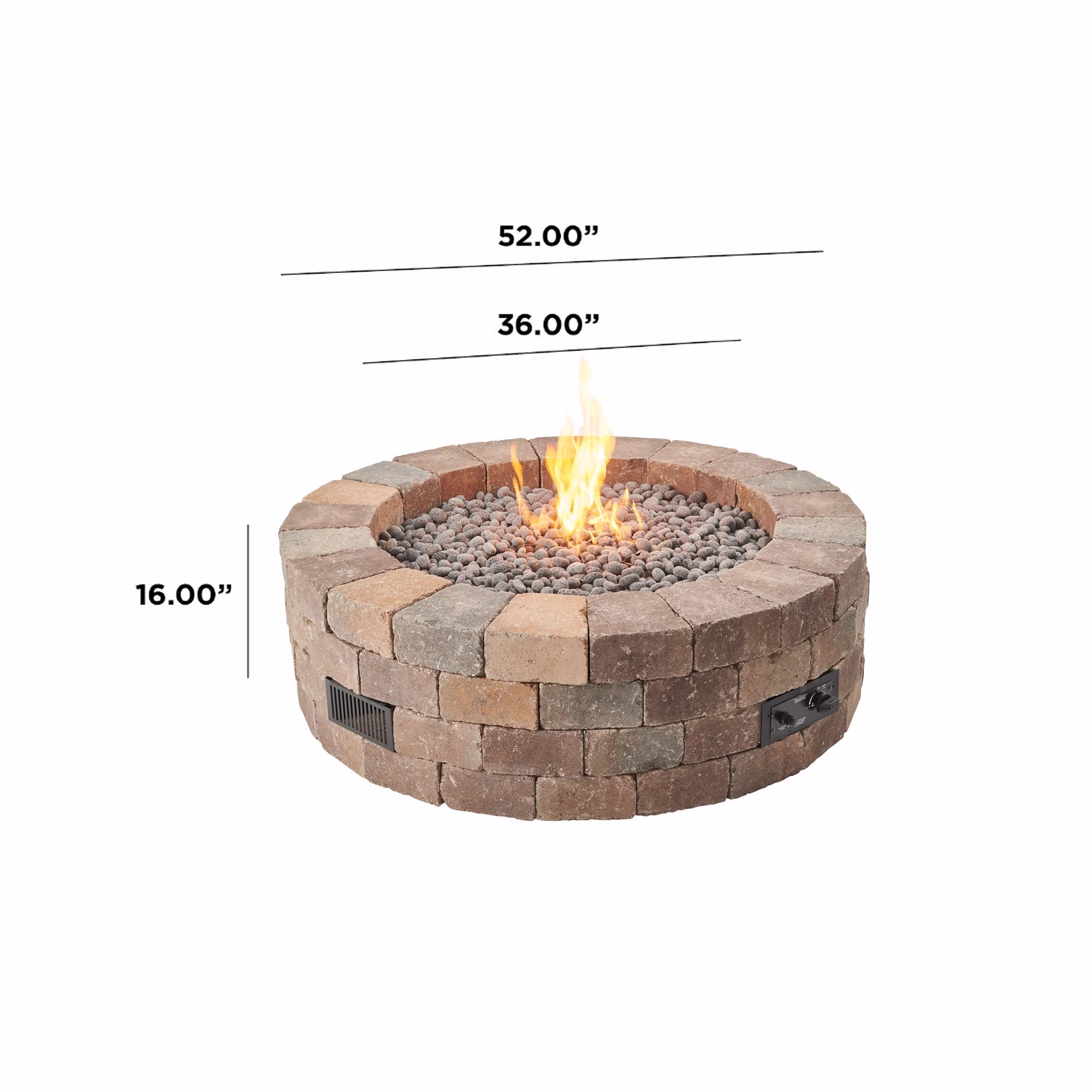 Bronson Block Round Gas Fire Pit Kit - view 3