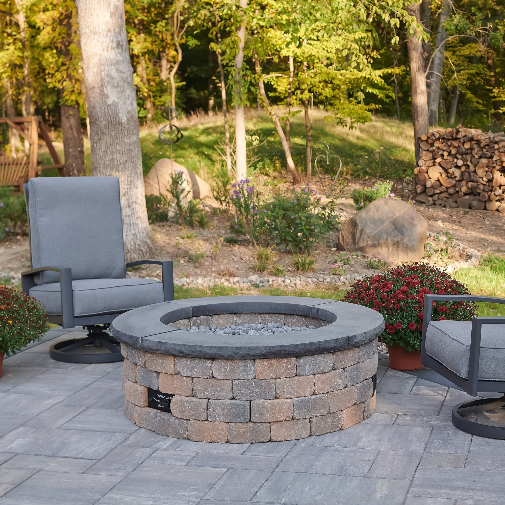 Bronson Block Round Gas Fire Pit Kit - view 7