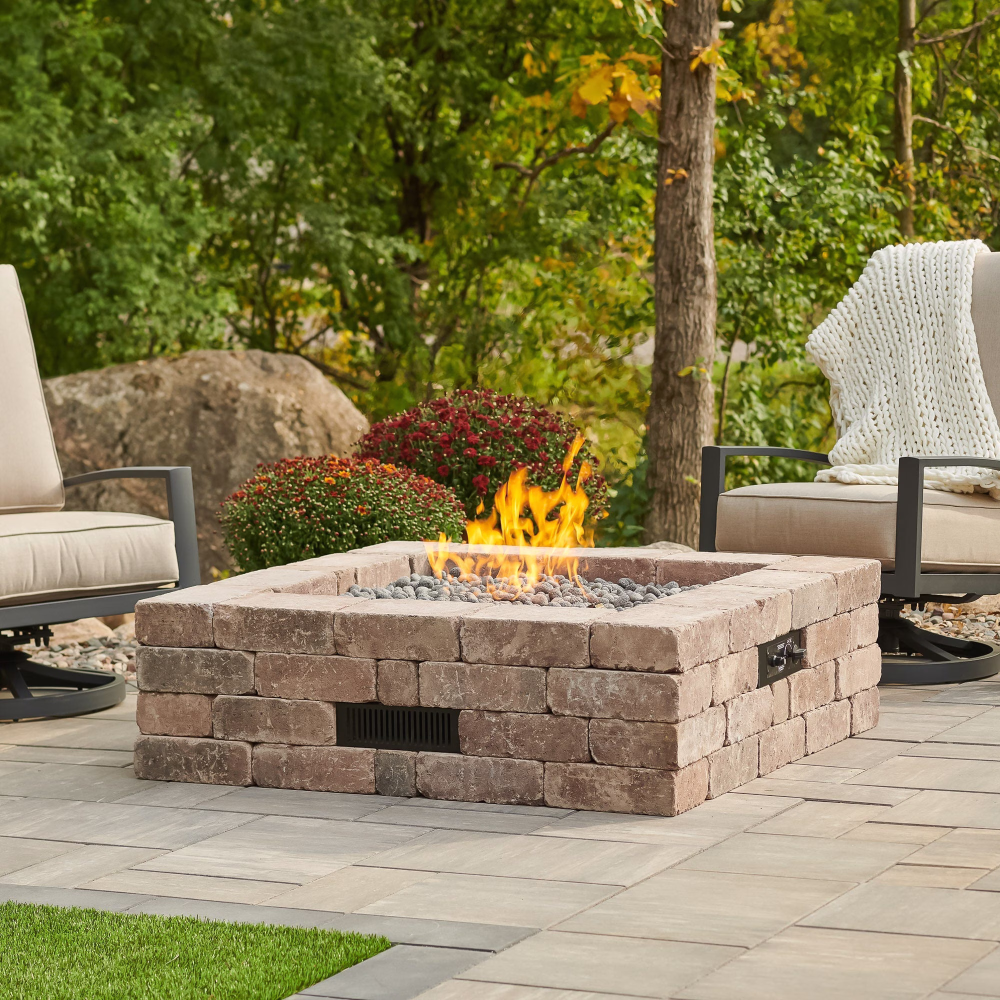 Bronson Block Square Gas Fire Pit Kit - view 8