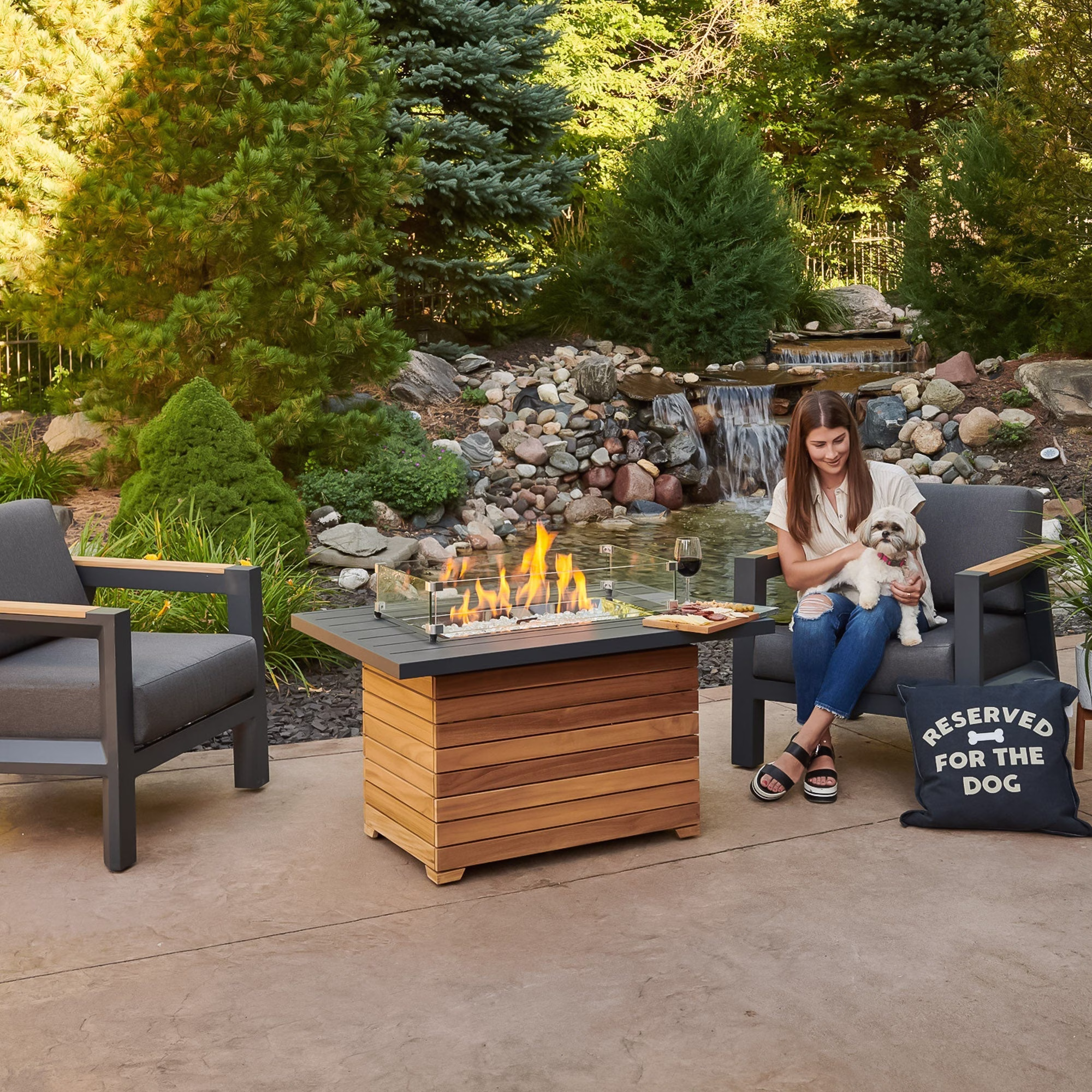 Darien Rectangular Gas Fire Pit Table - view 11