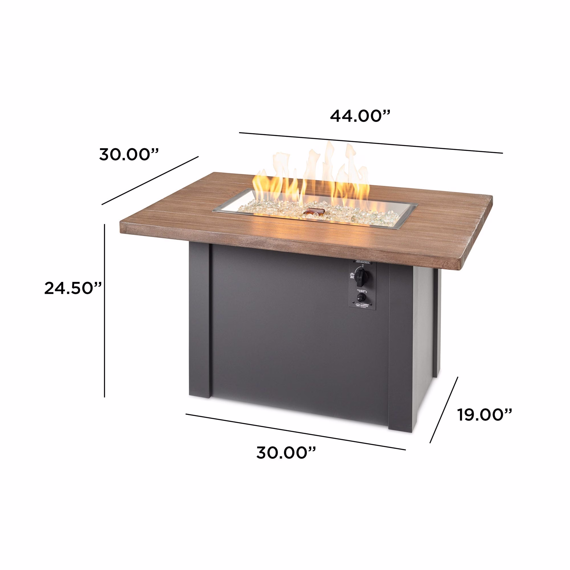 Havenwood Rectangular Gas Fire Pit Table - view 5