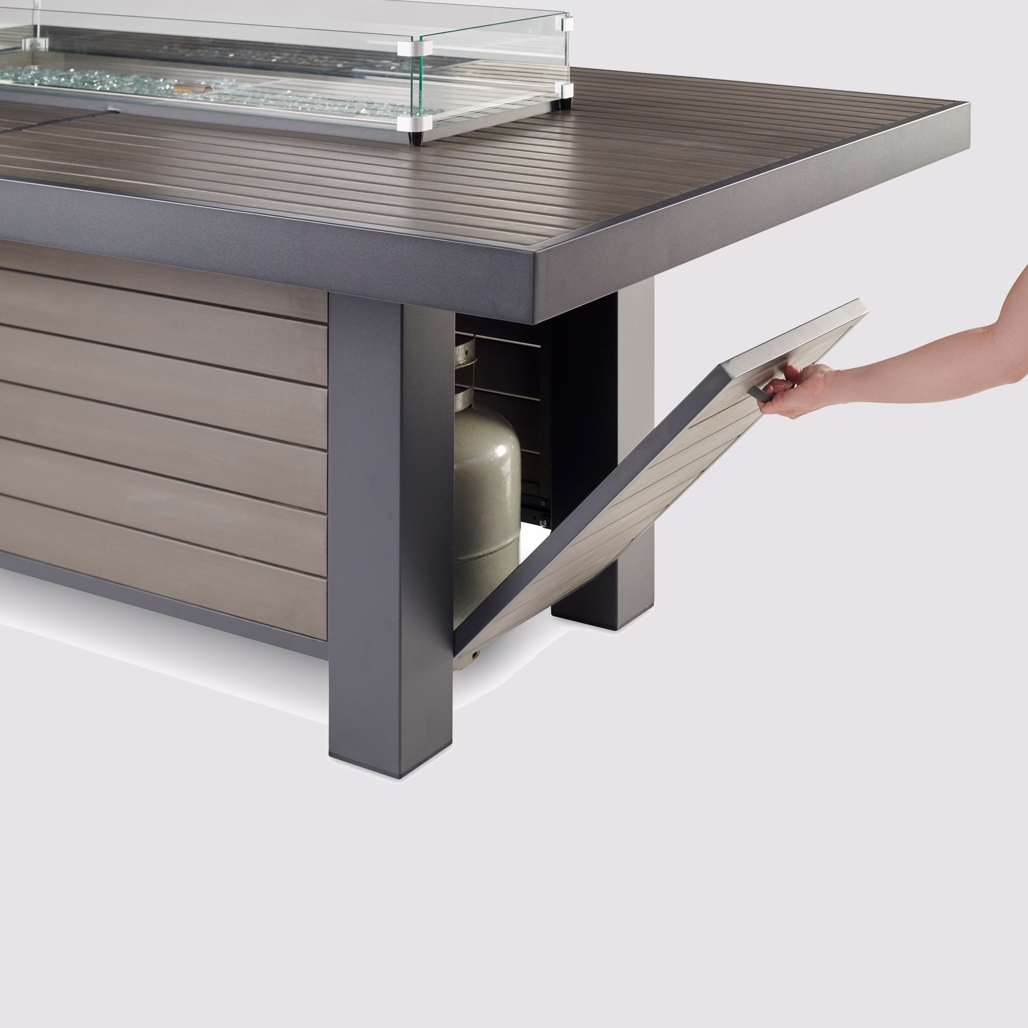 Kenwood and Brooks Linear Dining Height Gas Fire Pit Table - view 15