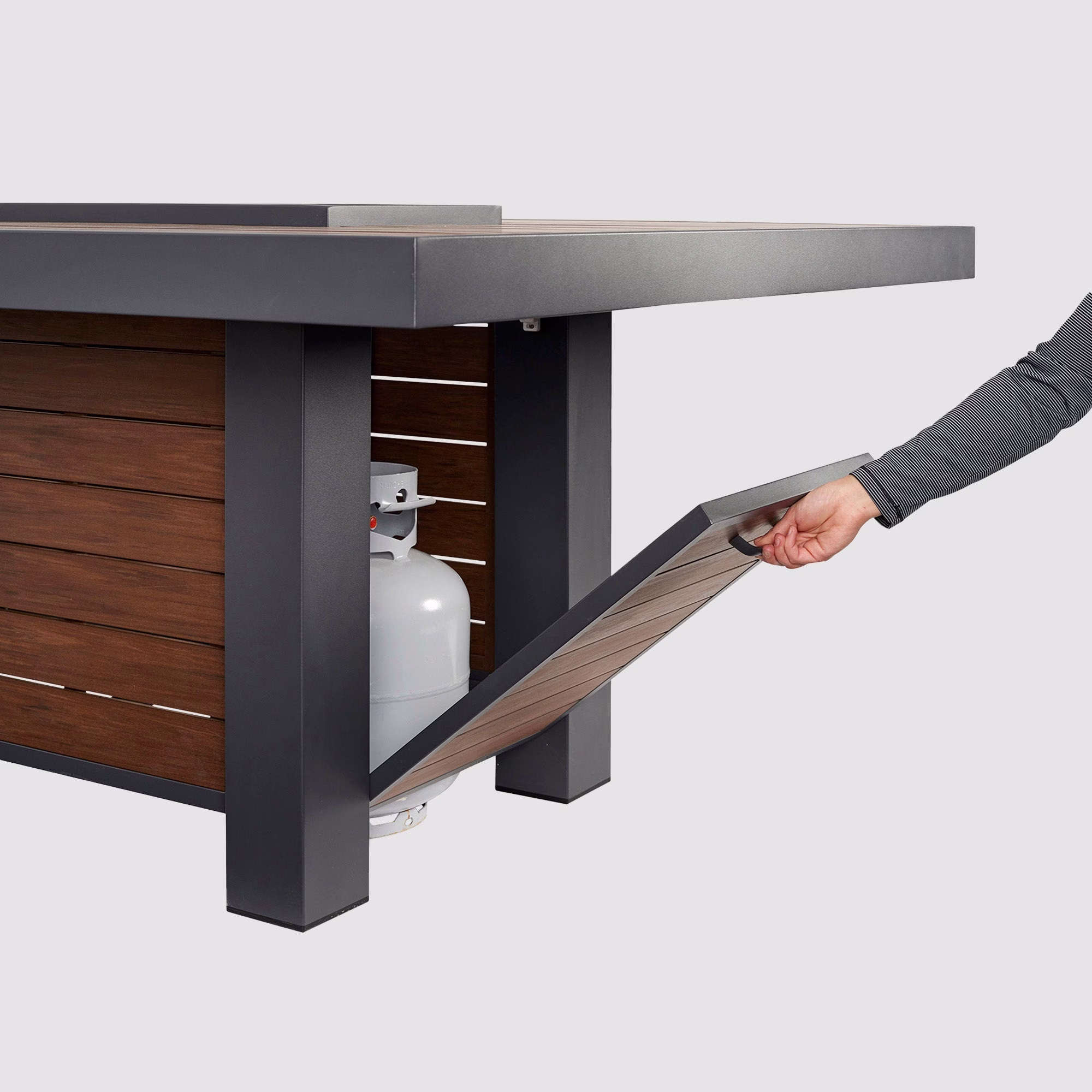 Kenwood and Brooks Linear Dining Height Gas Fire Pit Table - view 9