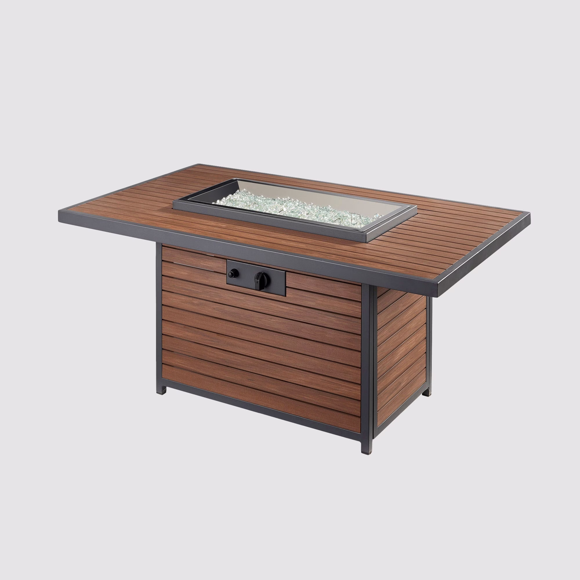 Kenwood and Brooks Rectangular Chat Height Gas Fire Pit Table - view 2